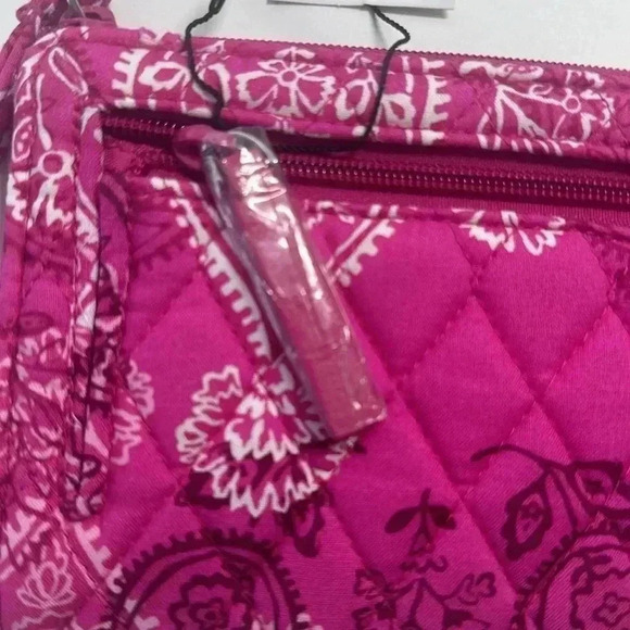 Vera Bradley Front Zip Wristlet Stamped Paisley Pink Wallet - Picture 5 of 8